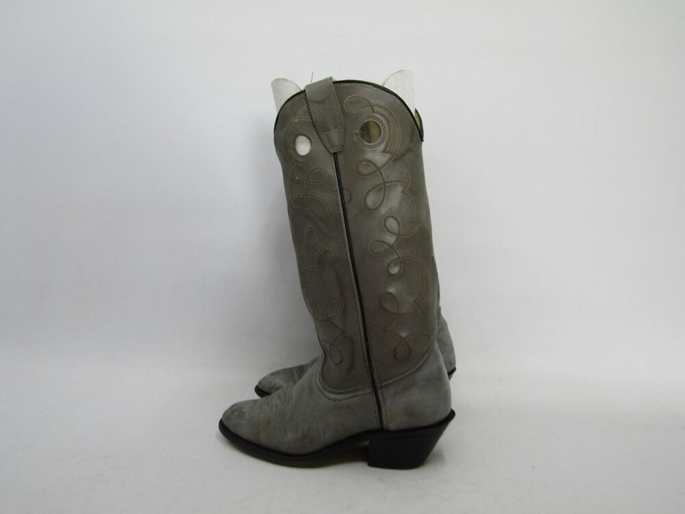 Acme Youth Size 4 D Gray Leather Buckaroo Western Cowboy Boots